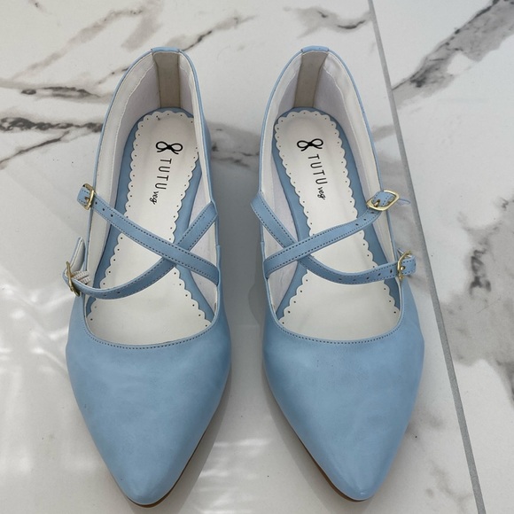 Tutu sapatilhas vegan leather ballet flat size 8.5 US - 37 Brazil - Light Blue - Picture 1 of 6